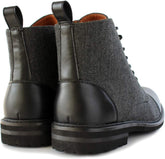 Men's Vegan Leather Grey/Black Lace Up Ankle Dress Boots